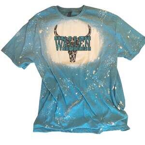 NEW Morgan Wallen Skull Blue Bleached shirt